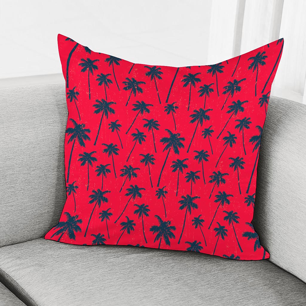 Black Red Palm Tree Pattern Print Pillow Cover