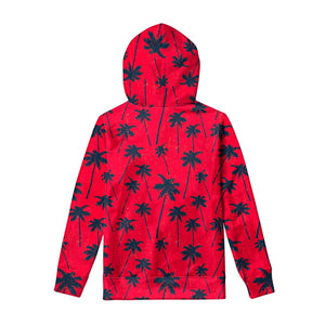 Black Red Palm Tree Pattern Print Pullover Hoodie