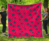 Black Red Palm Tree Pattern Print Quilt