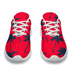 Black Red Palm Tree Pattern Print Sport Shoes GearFrost