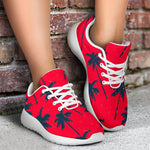 Black Red Palm Tree Pattern Print Sport Shoes GearFrost