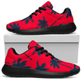 Black Red Palm Tree Pattern Print Walking Shoes