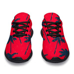 Black Red Palm Tree Pattern Print Sport Shoes GearFrost