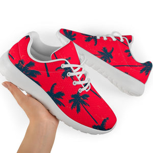 Black Red Palm Tree Pattern Print Sport Shoes GearFrost