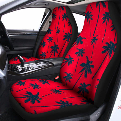 Black Red Palm Tree Pattern Print Universal Fit Car Seat Covers