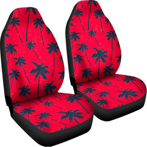 Black Red Palm Tree Pattern Print Universal Fit Car Seat Covers
