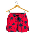 Black Red Palm Tree Pattern Print Women's Shorts