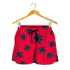 Black Red Palm Tree Pattern Print Women's Shorts