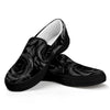 Black Rose Print Black Slip On Shoes