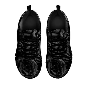 Black Rose Print Black Sneakers