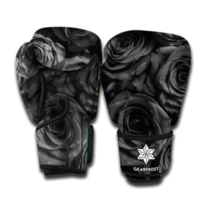 Black Rose Print Boxing Gloves