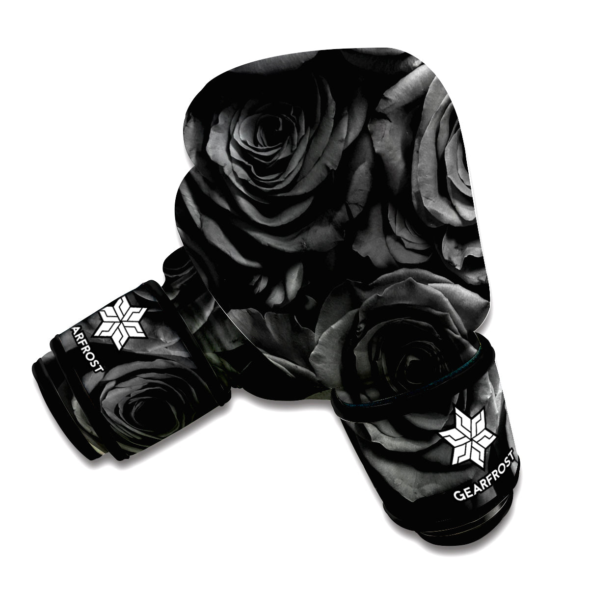 Black Rose Print Boxing Gloves