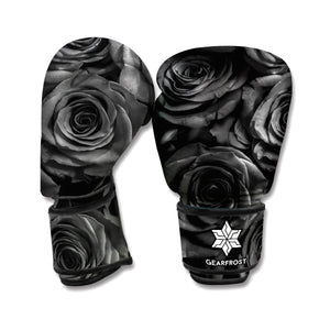 Black Rose Print Boxing Gloves