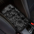 Black Rose Print Car Center Console Cover
