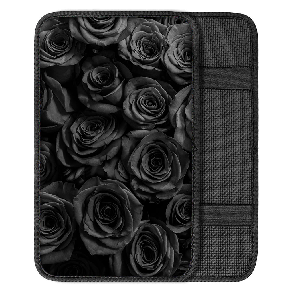 Black Rose Print Car Center Console Cover