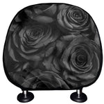 Black Rose Print Car Headrest Covers