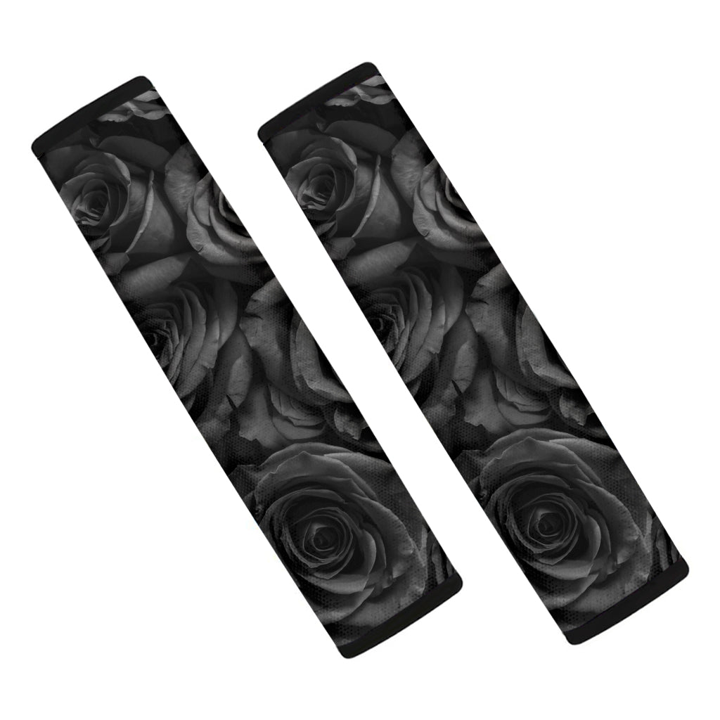 Black Rose Print Car Seat Belt Covers