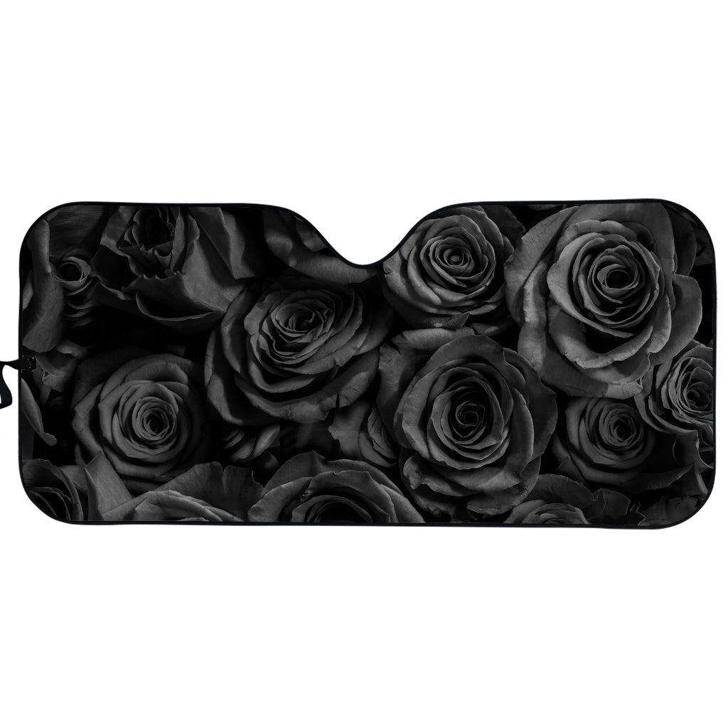 Black Rose Print Car Sun Shade