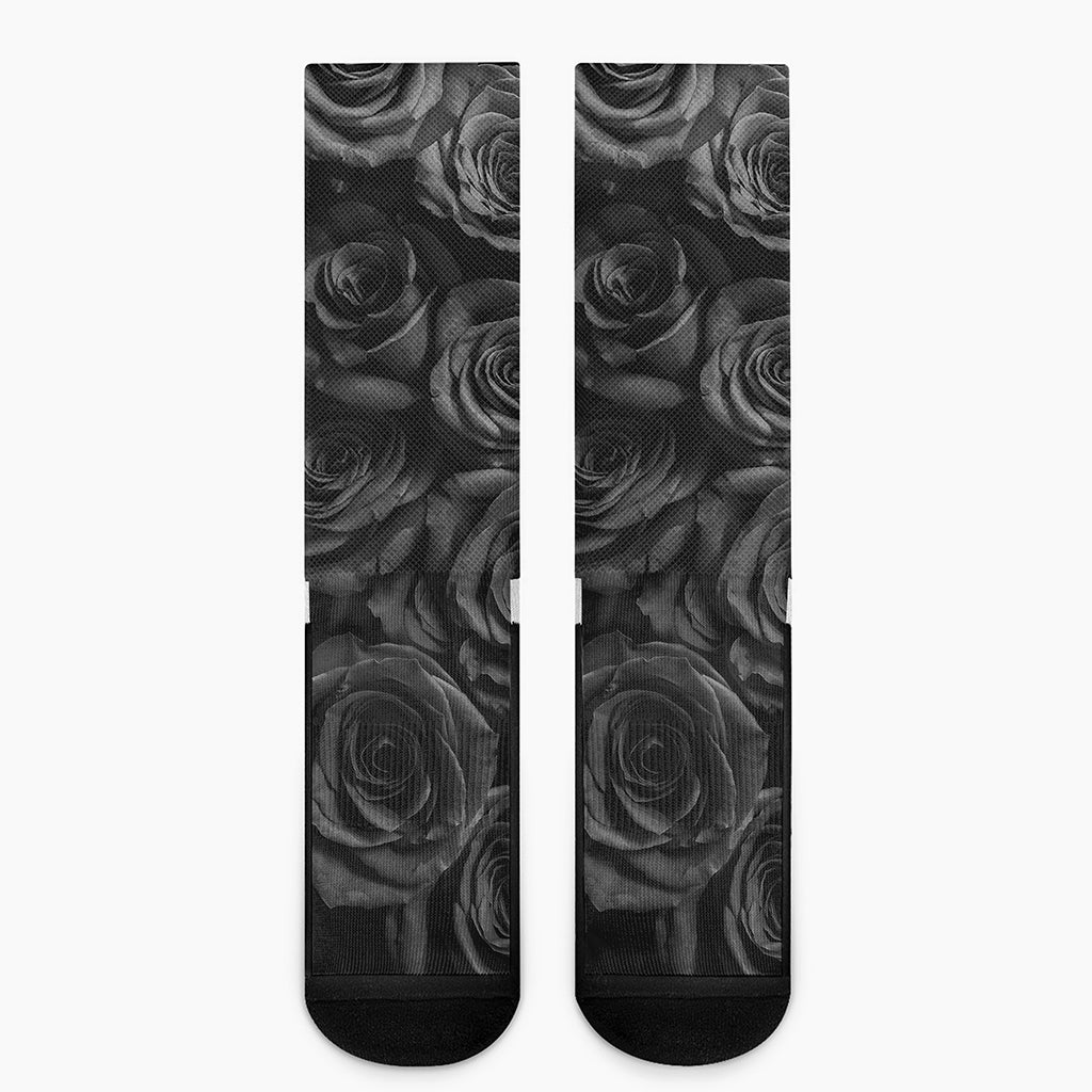 Black Rose Print Crew Socks