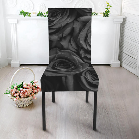Black Rose Print Dining Chair Slipcover