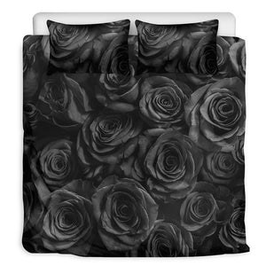 Black Rose Print Duvet Cover Bedding Set