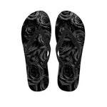 Black Rose Print Flip Flops