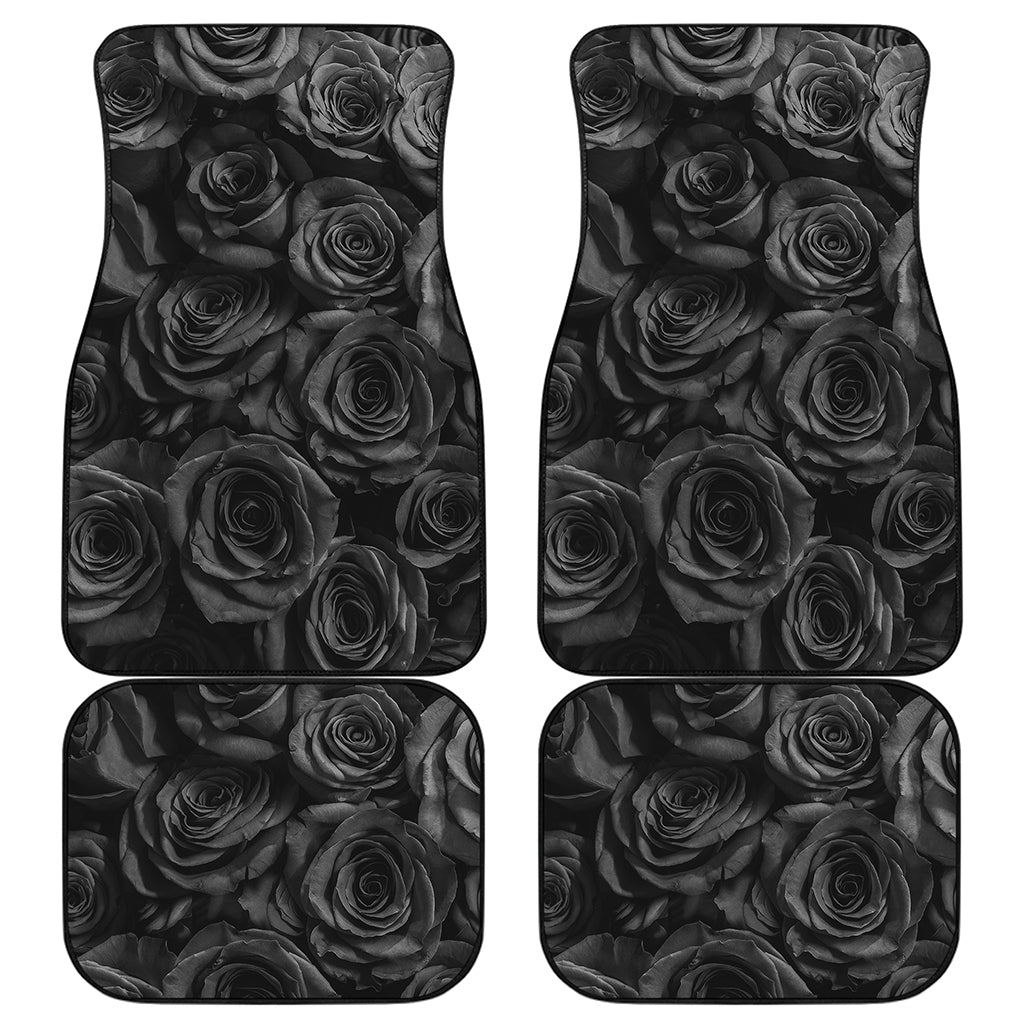 Black Rose Print Front and Back Car Floor Mats