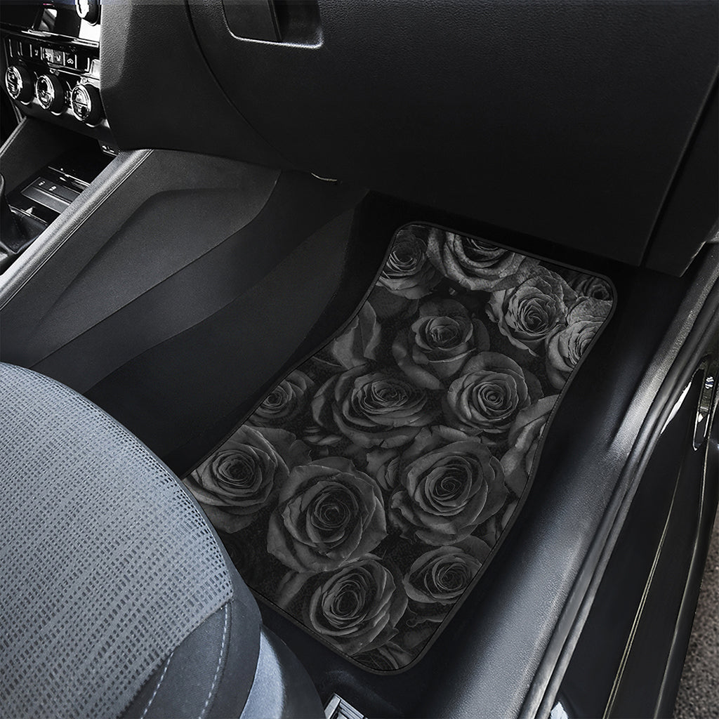 Black Rose Print Front Car Floor Mats