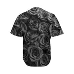 Black Rose Print Men's Baseball Jersey