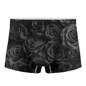 Black Rose Print Men's Boxer Briefs