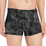 Black Rose Print Men's Boxer Briefs