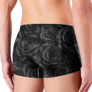 Black Rose Print Men's Boxer Briefs