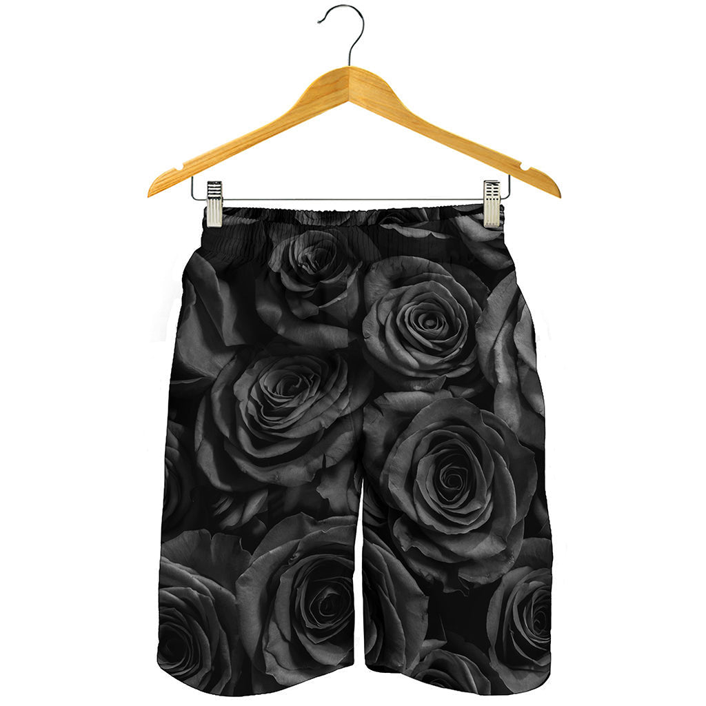 Black Rose Print Men's Shorts