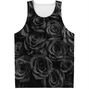 Black Rose Print Men's Tank Top