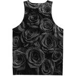 Black Rose Print Men's Tank Top