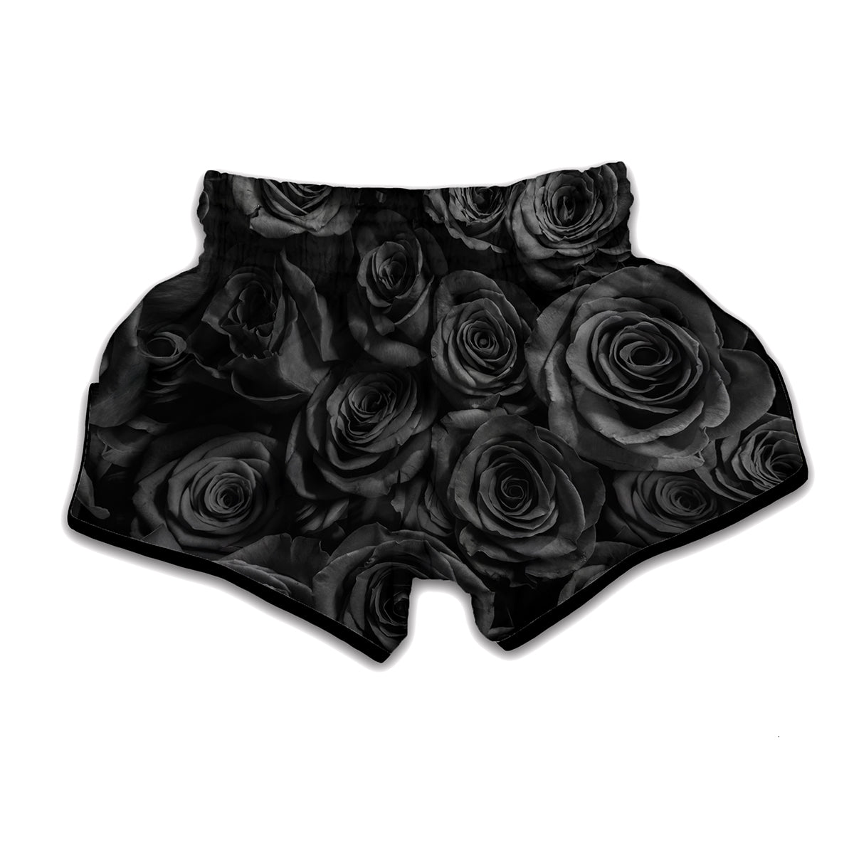 Black Rose Print Muay Thai Boxing Shorts