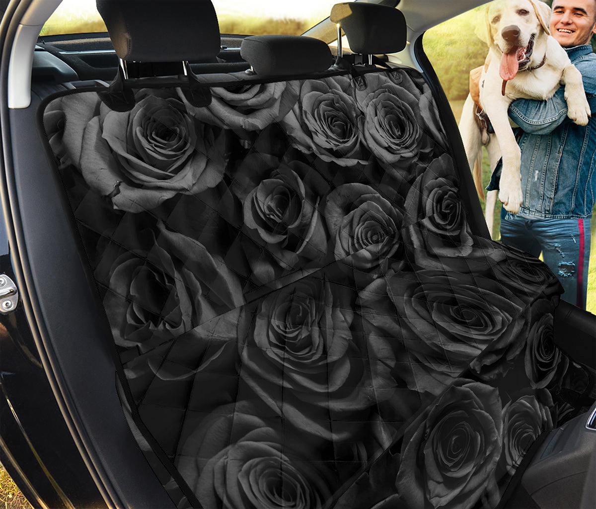 Black Rose Print Pet Car Back Seat Cover