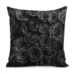 Black Rose Print Pillow Cover