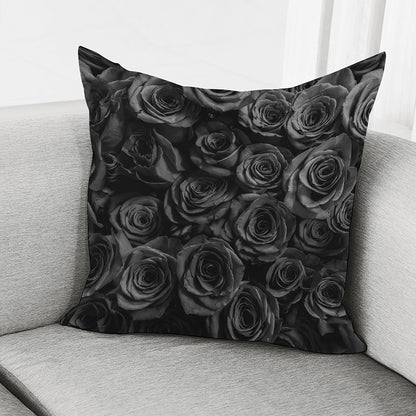 Black Rose Print Pillow Cover