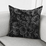 Black Rose Print Pillow Cover