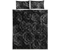 Black Rose Print Quilt Bed Set