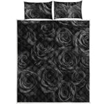 Black Rose Print Quilt Bed Set
