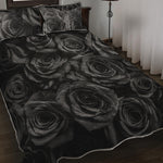 Black Rose Print Quilt Bed Set