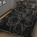 Black Rose Print Quilt Bed Set