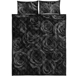 Black Rose Print Quilt Bed Set