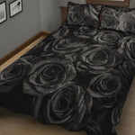 Black Rose Print Quilt Bed Set