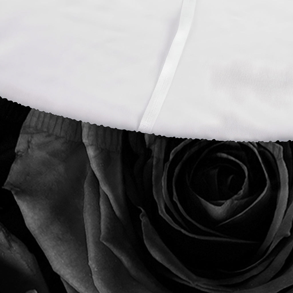 Black Rose Print Sofa Cover