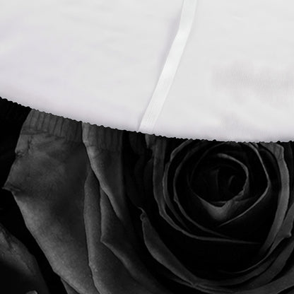 Black Rose Print Sofa Cover