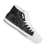 Black Rose Print White High Top Shoes