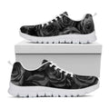 Black Rose Print White Running Shoes